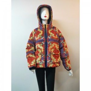 DAMES 'FARVET PRINTED PUFFER COAT RLWC0002