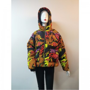 DAMES DRAGON PRINT PUFFER COAT RLWPC0004