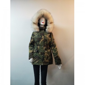 DAMES CAMO HOODED COAT RLWPC0090